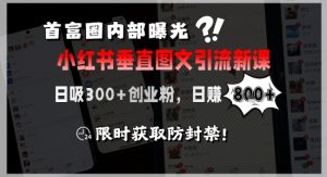 首富圈内部曝光小红书垂直图文引流新课,日吸300+创业粉,日入8张+,限时获取防封禁-壹浩聊项目