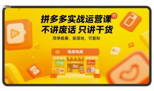 拼多多实战运营课,不讲废话只讲干货,简单粗暴,能落地,可复制-壹浩聊项目