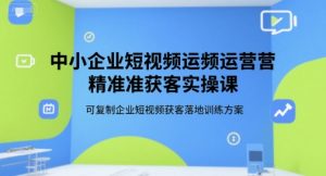 中小企业短视频运营精准获客实操课,可复制企业短视频获客落地训练方案-壹浩聊项目