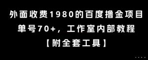 外面收费1980的百度撸金项目,单号70+,工作室内部教程【揭秘】-壹浩聊项目