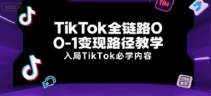 TikTok全链路0-1变现路径教学，入局TikTok必学内容-壹浩聊项目