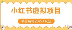 小红书卖虚拟产品,单品纯利20W+玩法分享,4节系列课程-壹浩聊项目