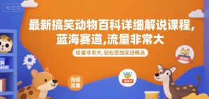 最新搞笑动物百科详细解说课程,蓝海赛道,流量非常大,轻松签独家进精选-壹浩聊项目