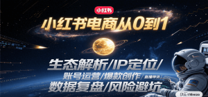 小红书电商从0到1:生态解析/IP定位/ 账号运营/爆款创作/直播带货/数据复盘/风险避坑-壹浩聊项目