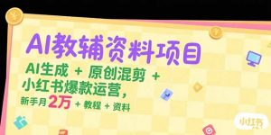 AI教辅资料项目,AI生成+原创混剪+小红书爆款运营,新手月入2万+教程+资料-壹浩聊项目