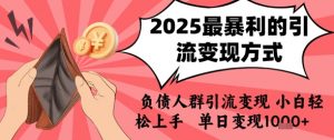 2025年最暴利的引流变现方式，负债人群引流变现，小白轻松上手，日入1k-壹浩聊项目