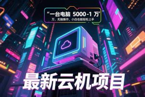 最新云机项目 一台电脑5000到10000 无脑操作小白也能轻松上手-壹浩聊项目