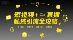 短视频+直播私域引流全攻略,IP打造 +视频引流 +直播引流 +私域沉淀-壹浩聊项目