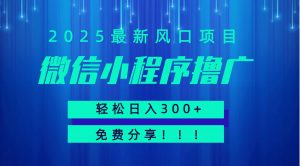 微信小程序撸广，最新风口项目，日入300+ 免费分享 可批量操作 小白可轻松上手！！-壹浩聊项目
