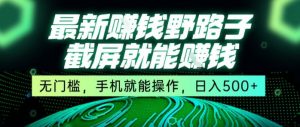 最新野路子截屏就能挣钱，无门槛，手机就能操作，日入5张【揭秘】-壹浩聊项目
