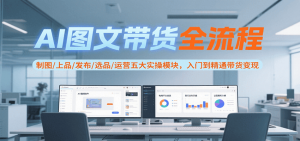 AI图文带货全流程,制图/上品/发布/选品/运营五大实操模块,入门到精通带货变现-壹浩聊项目
