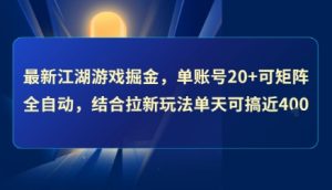 最新江湖游戏掘金,单账号20+可矩阵全自动 ,结合拉新玩法单天可搞4张+【揭秘】-壹浩聊项目