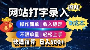 网站打字录入搞钱,0成本,操作简单,收入稳定,不限单量,轻松上手,快速结算,日入5张【揭秘】-壹浩聊项目