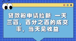 贷款粉申请拉新，一天三张，百分之百的成交率，当天见收益【揭秘】-壹浩聊项目