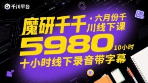 魔研千千·六月份千川线下课5980,十小时线下录音带字幕-壹浩聊项目
