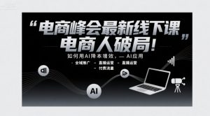 电商峰会最新线下课,电商人破局,如何用AI降本增效,AI应用-全域推广-直播运营-付费流量-壹浩聊项目