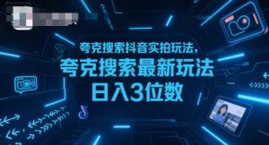 夸克搜索抖音实拍玩法，夸克搜索最新玩法日入3位数-壹浩聊项目