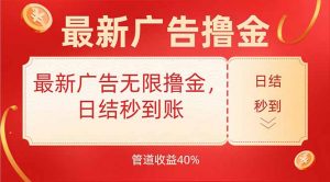 最新广告无限撸金，日结秒到，管道40%-壹浩聊项目