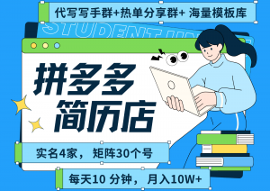 拼多多电商 拼多多 虚拟资料 简历 海报代写 全SOP流程 毫无保留分享(含后端资料)-壹浩聊项目