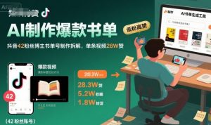 AI制作爆款书单，抖音42粉丝博主书单号制作拆解，单条视频28W赞-壹浩聊项目