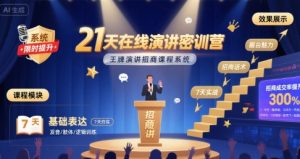 21天在线演讲密训营,王牌演讲招商课程系统-壹浩聊项目