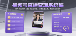 视频号直播变现系统课，账号开通装修、直播全流程准备、私域流量运营、成交转化技巧等-壹浩聊项目