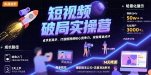 短视频破局实操营,业余到高手,打造短视频核心竞争力,实现商业闭环-壹浩聊项目