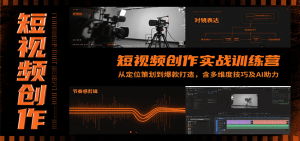 短视频创作实战训练营：从定位策划到爆款打造，含多维度技巧及AI助力-壹浩聊项目
