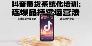 抖音带货系统化培训:连爆品持续运营法,直播流量承接策略,违规避坑全集-壹浩聊项目