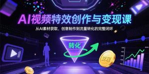 AI视频特效创作与变现课:从AI素材获取、创意制作到流量转化的完整闭环-壹浩聊项目