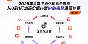 2025年抖音IP孵化运营全流程，从0到1打造高价值抖音IP的完整运营体系-壹浩聊项目