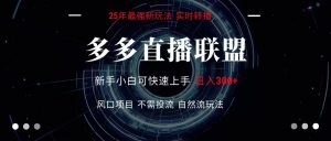多多直播联盟 全新玩法 单机单日变现300+不要求电脑配置 玩法简单暴力-壹浩聊项目