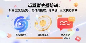 运营型主播培训:拆解自然流起号、微付费投放、话术设计三大核心模块-8月-壹浩聊项目