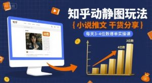 小说推文干货分享之知乎动静图玩法,每天3-4位数爆单实操课-壹浩聊项目