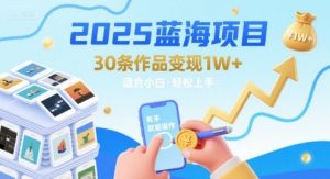 2025蓝海项目30条作品 变现1w+ 有手就能操作适合小白做-壹浩聊项目