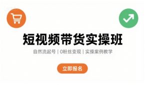 短视频带货实操班,自然流电商快速起号,实现轻松带货变现-壹浩聊项目