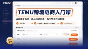 TEMU跨境电商入门课,店铺注册流程,商品创建方法,新手快速开店指南-壹浩聊项目