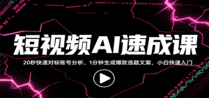短视频AI速成课,找对标/定选题/拆结构/写文案等,小白快速上手解锁多样创作技能-壹浩聊项目