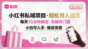 小红书私域项目 月入过W非常轻松 每天15分钟即可搞定，无任何操作门槛，小白可入手-壹浩聊项目