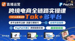 跨境电商线上课,TikTok 直播运营 + 多平台账号注册 + PayPal 万里汇实操教程-壹浩聊项目