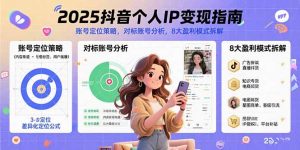 2025抖音个人IP变现指南,账号定位策略,对标账号分析,8大盈利模式拆解-壹浩聊项目