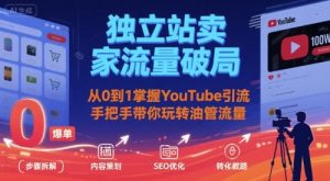 独立站卖家流量破局：从0到1掌握YouTube引流，手把手带你玩转油管流量-壹浩聊项目