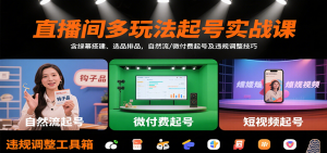直播间多玩法起号实战课:含绿幕搭建、选品排品,自然流/微付费起号及违规调整技巧-壹浩聊项目