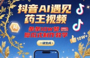 抖音AI遇见药王视频，条条10W赞，快速起千粉万粉号，傻瓜式制作教学-壹浩聊项目