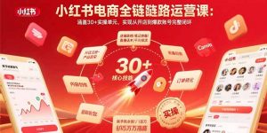 小红书电商全链路运营课:涵盖30+实操单元,实现从开店到爆款账号完整闭环-壹浩聊项目