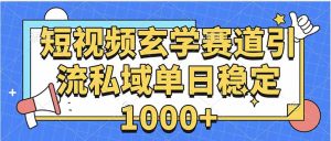玄学赛道引流私域变现单日稳定1000+教程-壹浩聊项目