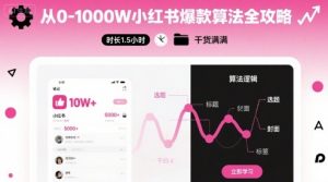 从0-1000W小红书爆款算法全攻略，时长1.5小时，干货满满-壹浩聊项目