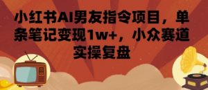 小红书AI男友指令项目,单条笔记变现1w+,小众赛道实操复盘-壹浩聊项目