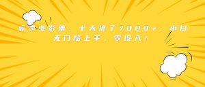 靠卖电影票,十天搞了7000+,小白无门槛上手,零投入!-壹浩聊项目