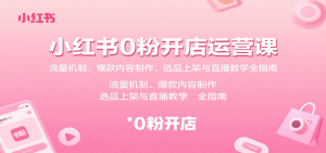 小红书0粉开店运营课：流量机制、爆款内容制作、选品上架与直播教学全指南-壹浩聊项目